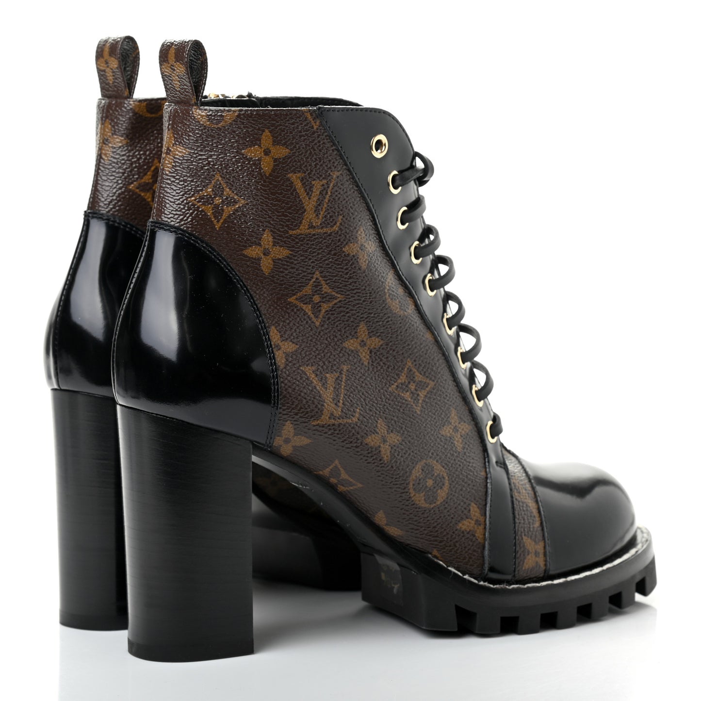 Patent Calfskin Monogram Star Trail Ankle Boots 41 Black