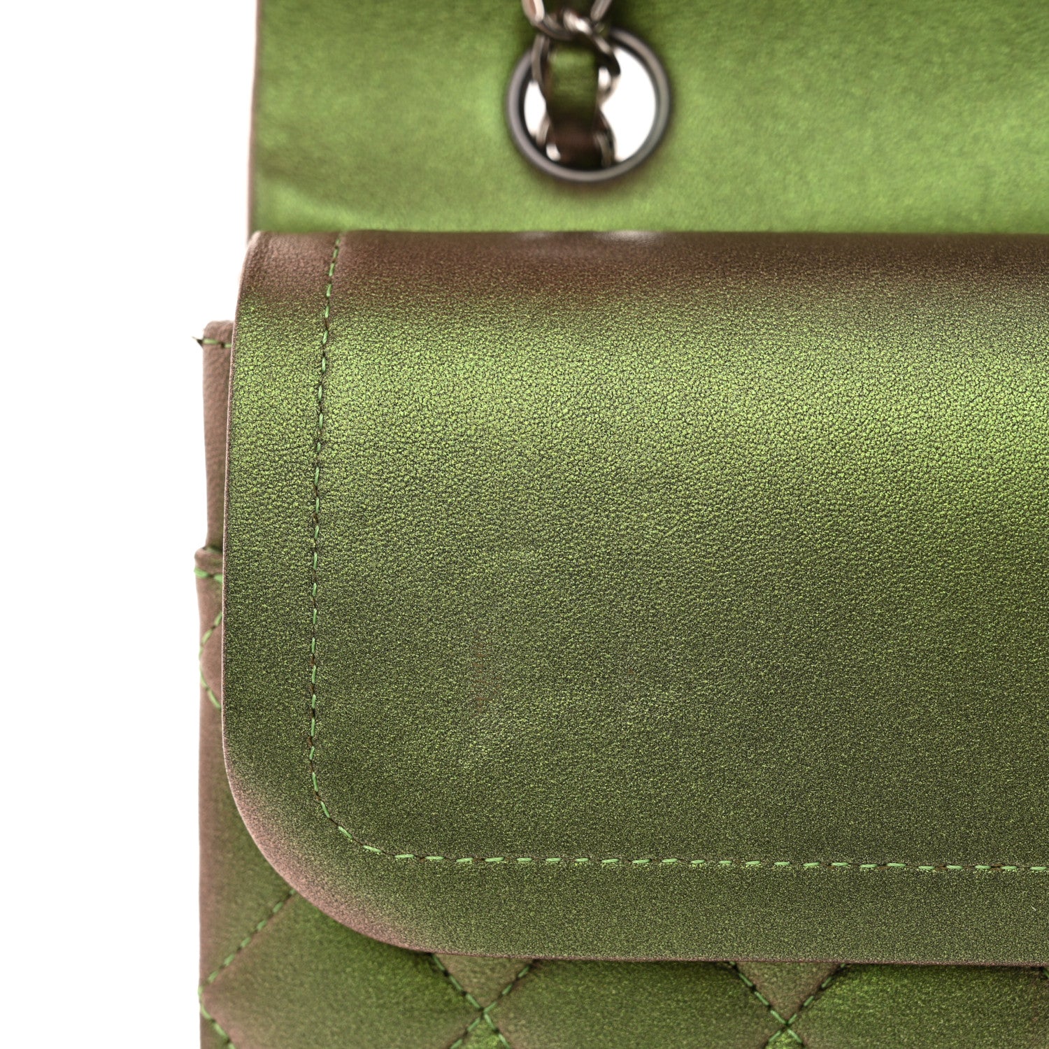 Chanel Iridescent Lambskin Quilted Medium Double Flap Green 11 of 13
