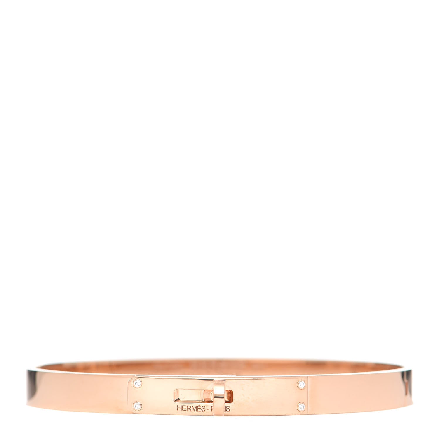 Hermes 18K Rose Gold Diamond PM Kelly Bracelet SH 1 of 6