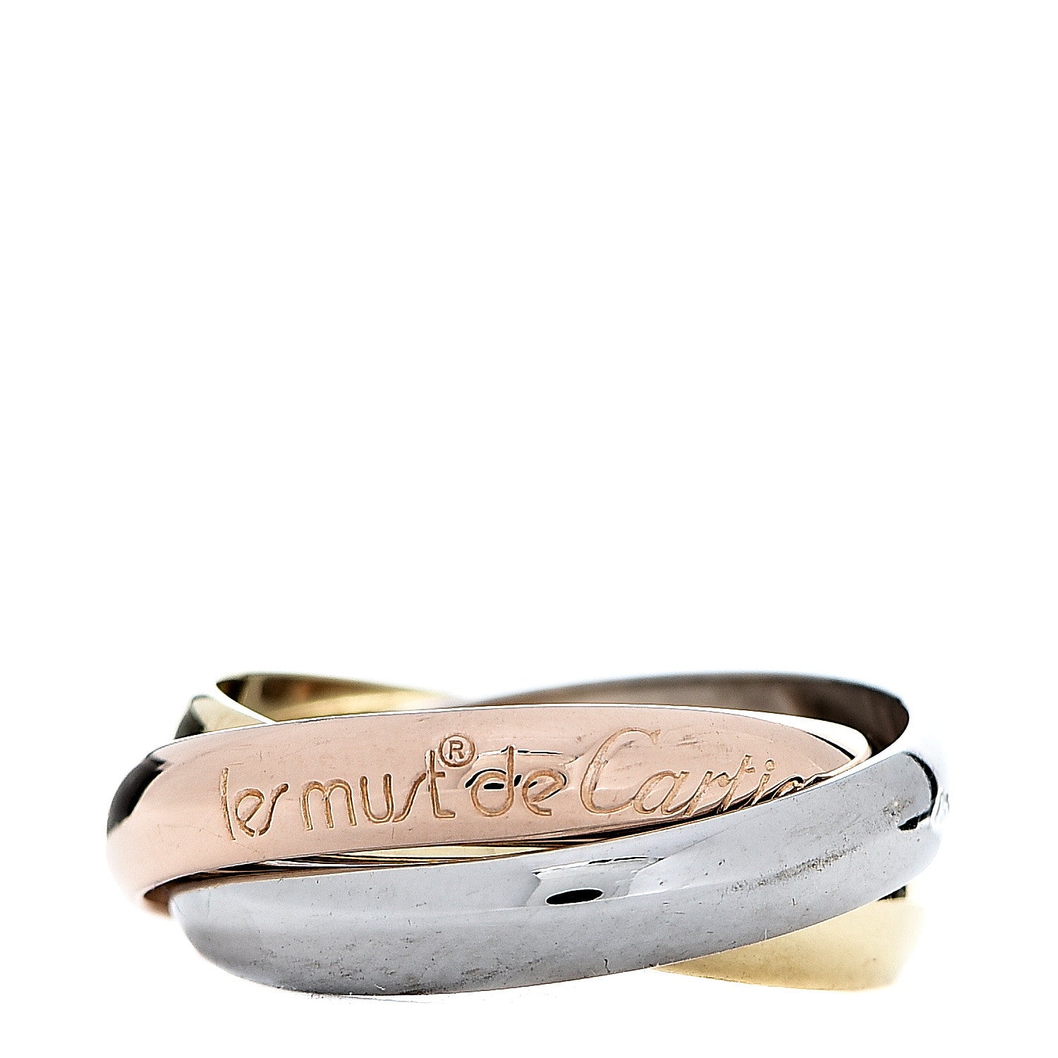 Cartier 18K Pink Yellow White Gold Classic Les Must De Trinity Ring 51 5.75 1 of 5