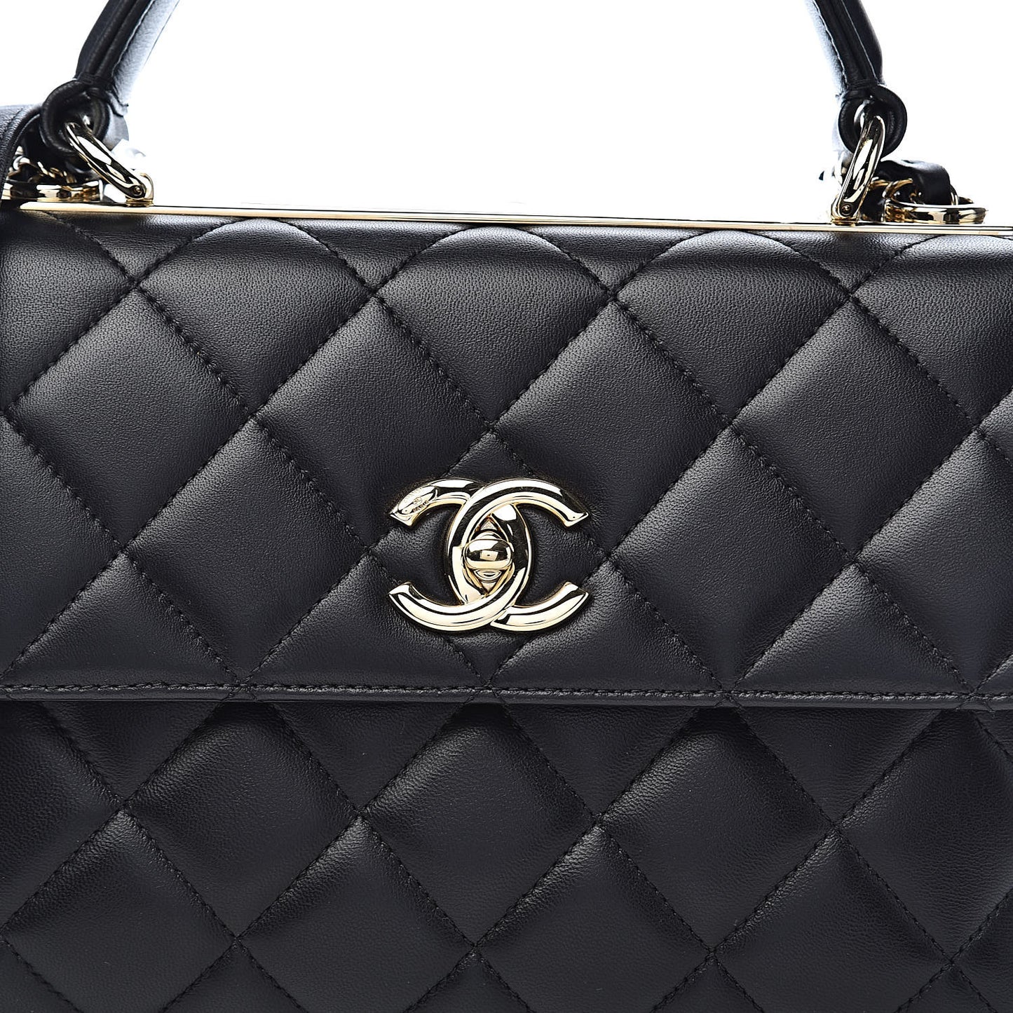 Lambskin Quilted Small Trendy CC Dual Handle Flap Bag Black