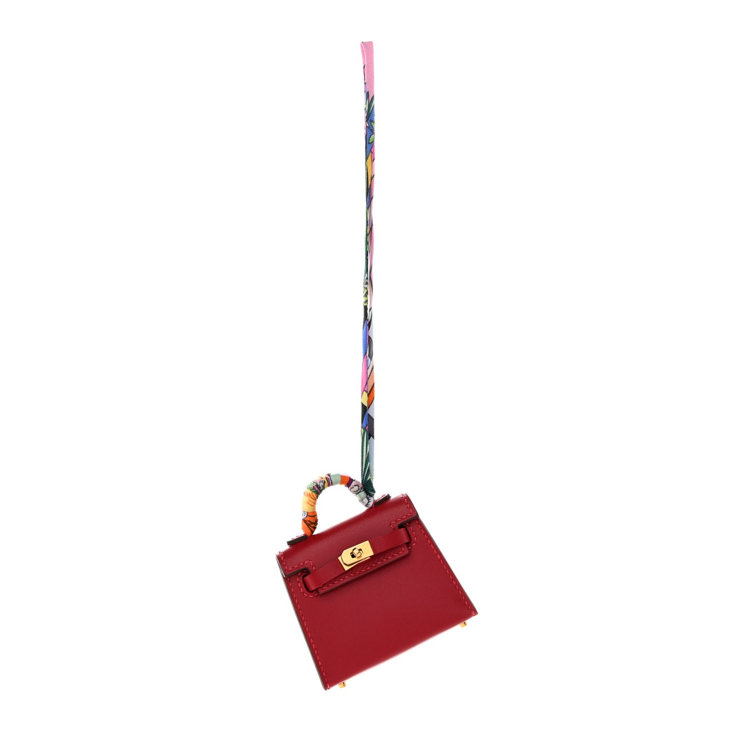 Tadelakt Mini Kelly Twilly Bag Charm Rouge Vif