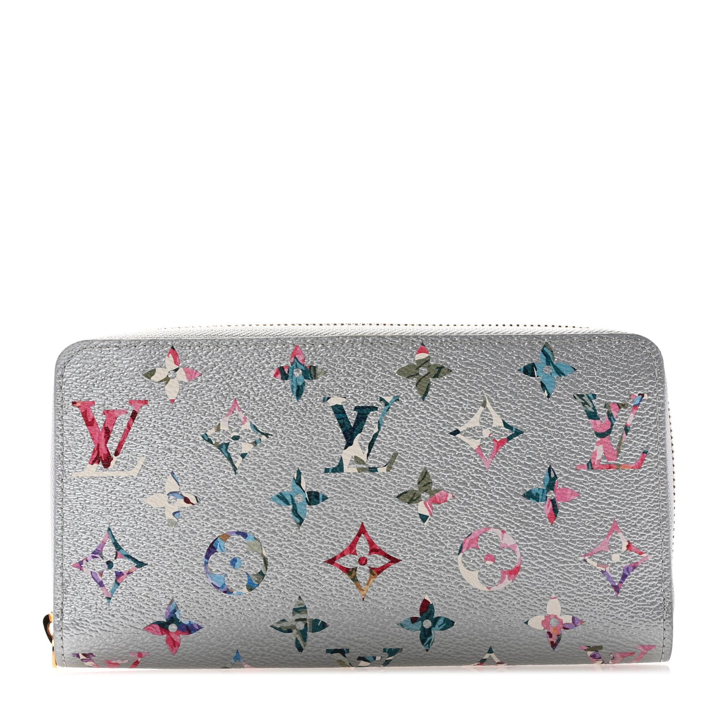 Metallic Monogram LV Garden Zippy Wallet Silver