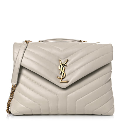 Saint Laurent Calfskin Y Quilted Monogram Medium Loulou Chain Satchel Blanc Vintage 1 of 17