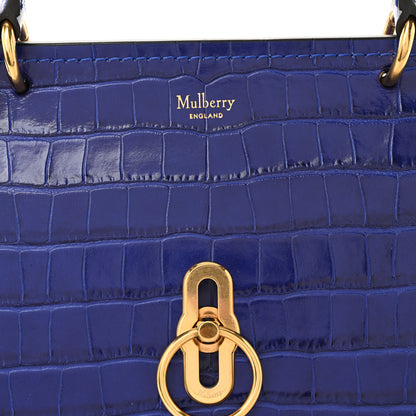 Mulberry Calfskin Crocodile Embossed Small Amberley Satchel Cobalt Blue 7 of 9