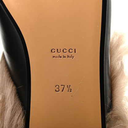 Gucci Calfskin Fur Womens Princetown Slippers 37.5 Black 7 of 8