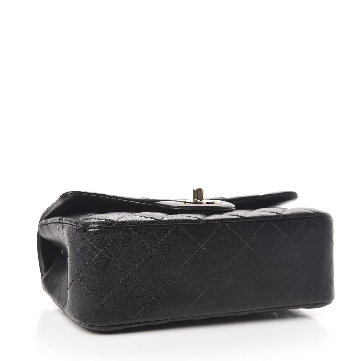 Lambskin Quilted Mini Rectangular Flap Black