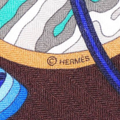 Hermes Cashmere Silk Laboratoire Du Temps Shawl 140 Marron Nocturne Vert Rouge H 6 of 10