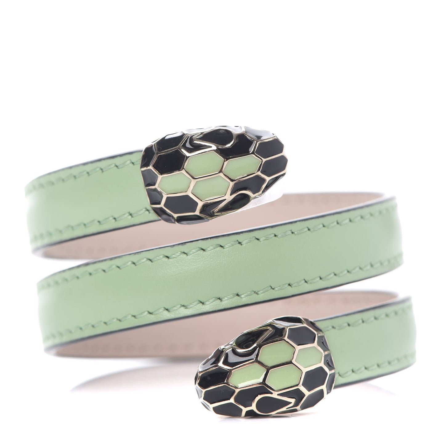 Calfskin Serpenti Forever Double Coil Cleopatra Bracelet Green