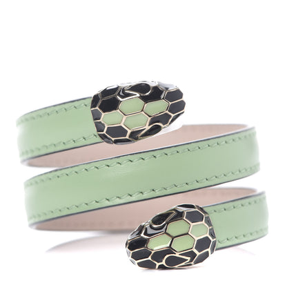 Bulgari Calfskin Serpenti Forever Double Coil Cleopatra Bracelet Green 1 of 5