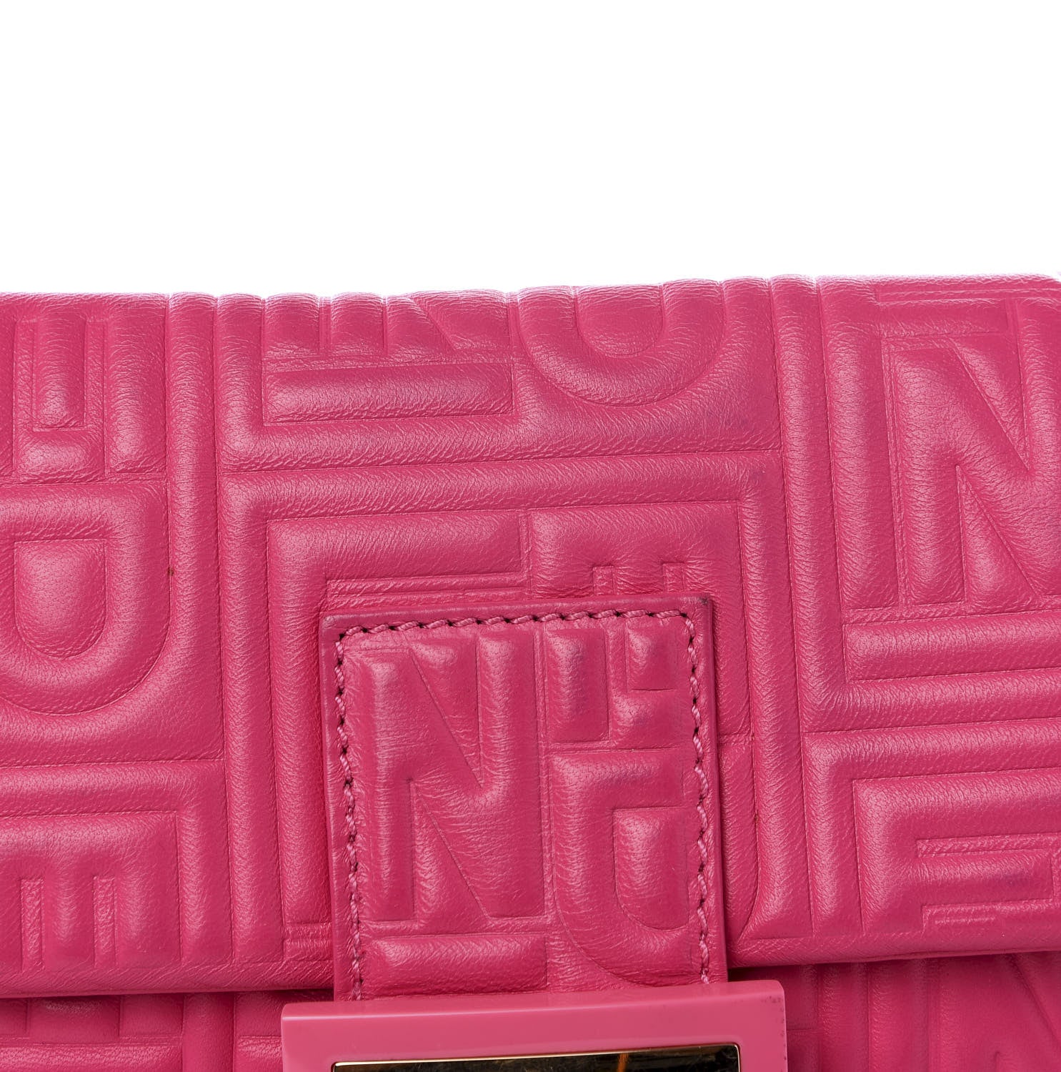 Fendi Nappa Logo Embossed Baguette Fuchsia 8 of 8