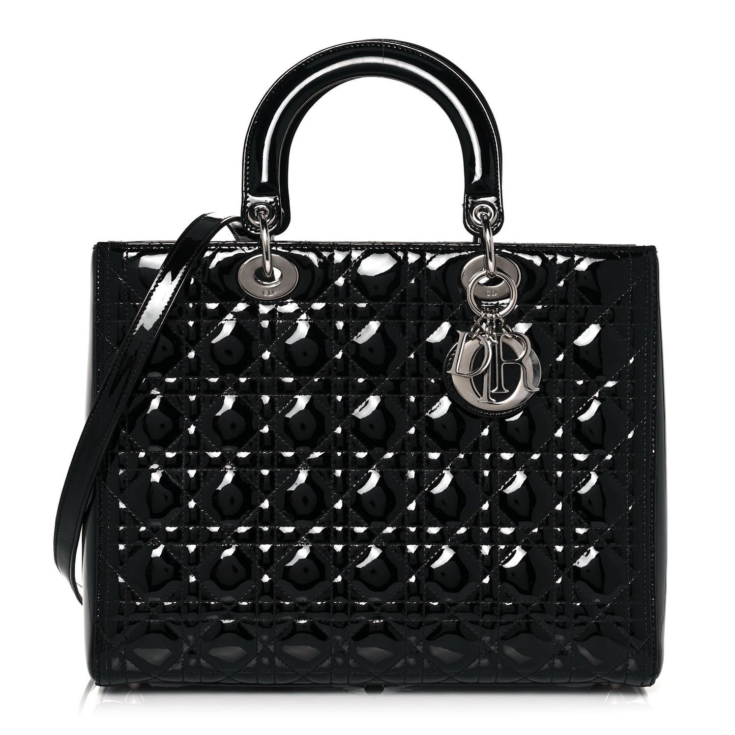 Patent Cannage Large Lady Dior Black