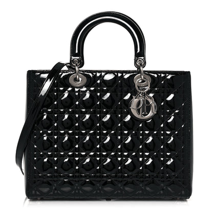 Christian Dior Patent Cannage Large Lady Dior Black 1 of 13