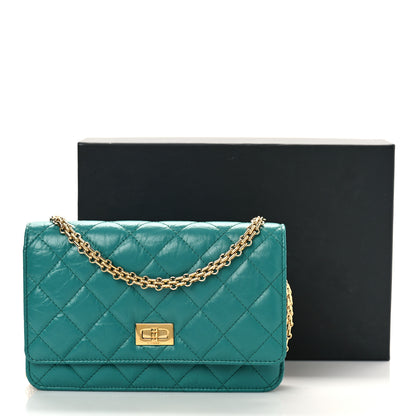 Chanel Aged Calfskin Quilted Reissue Wallet On Chain WOC Green 9 of 9