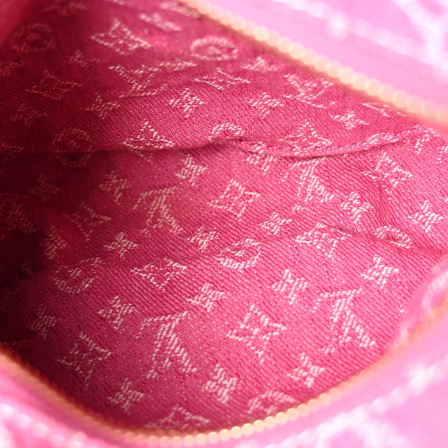 Monogram Denim Pochette Valley Fuchsia