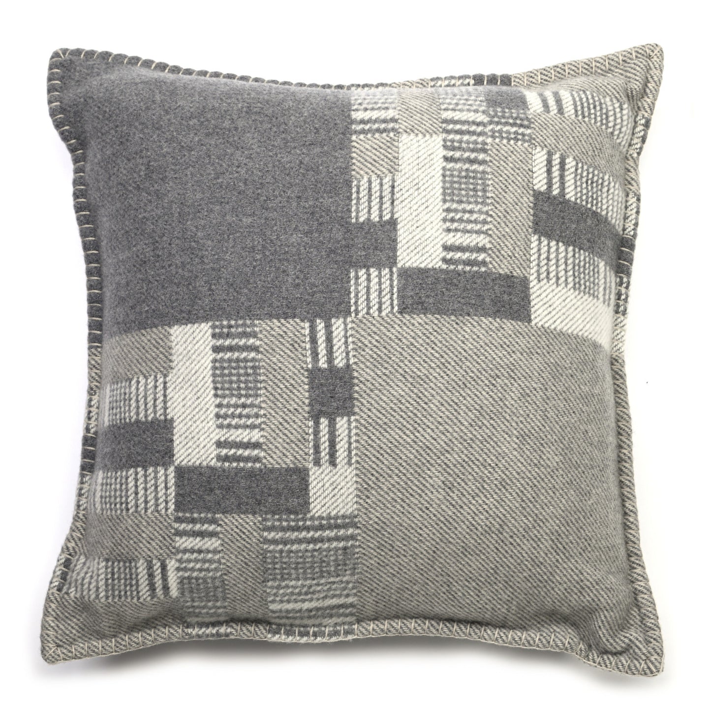Wool Cashmere Avalon Paper Block Pillow Gris Acier