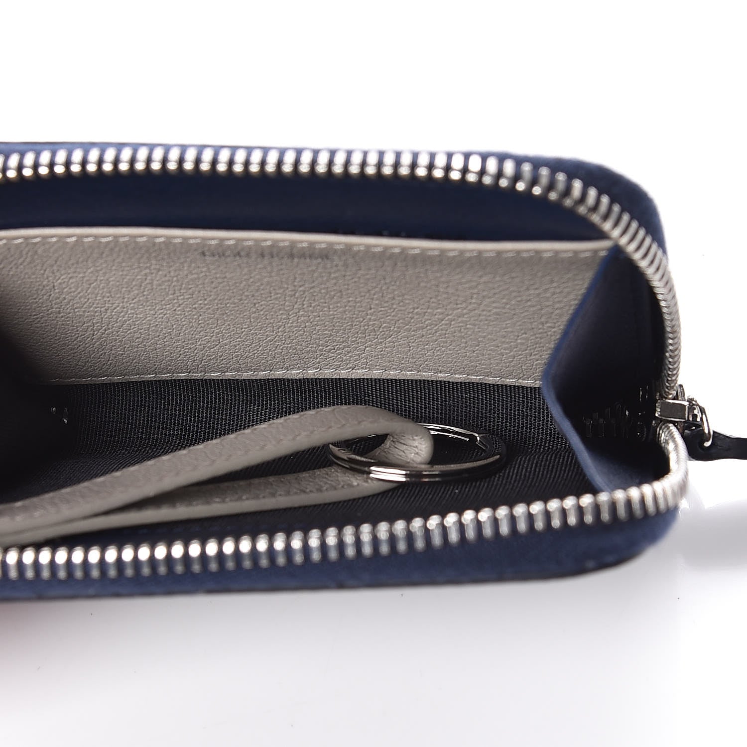 Christian Dior Grained Calfskin Compact Zip Wallet in Blue 5 of 7
