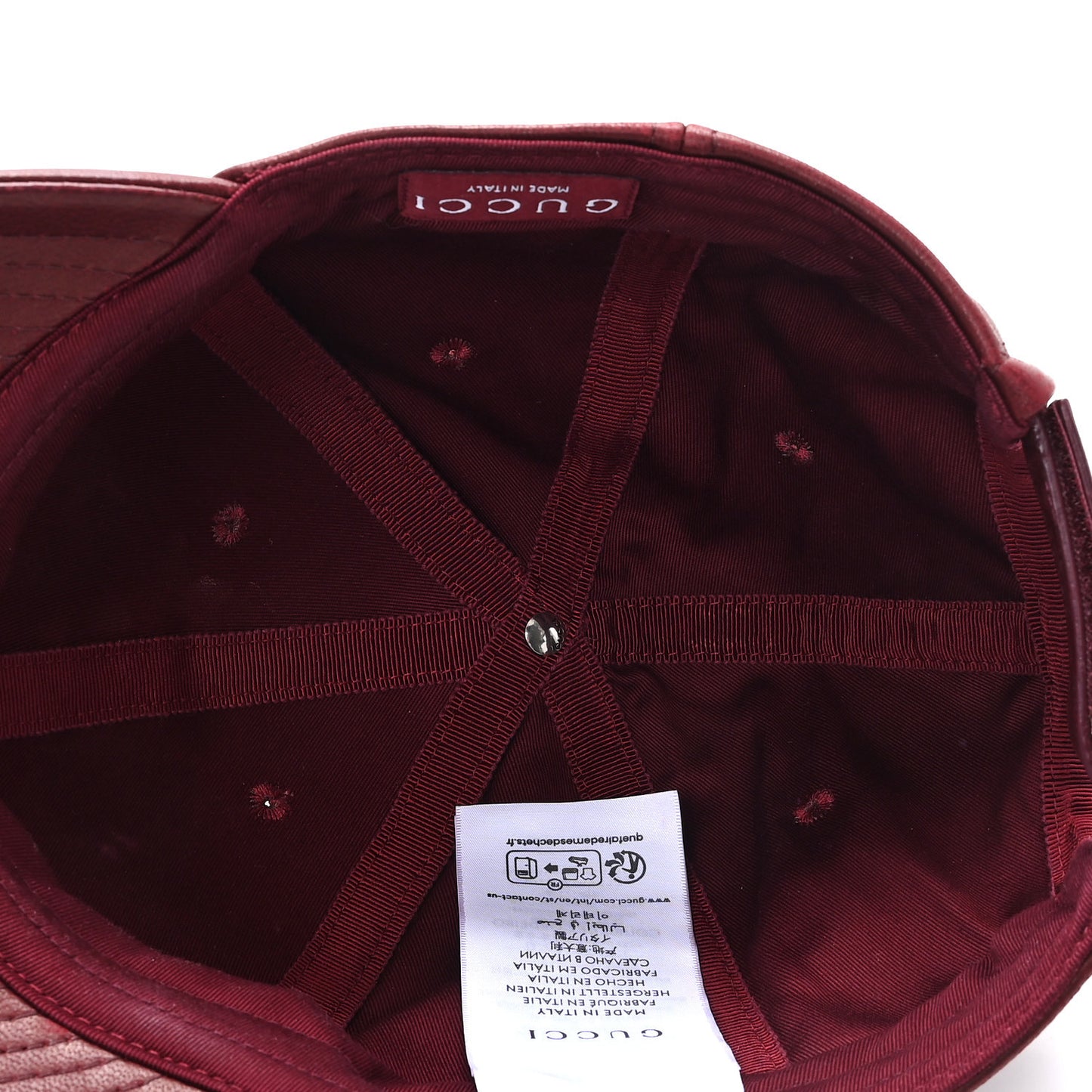 Calfskin Interlocking G Baseball Hat S Bordeaux