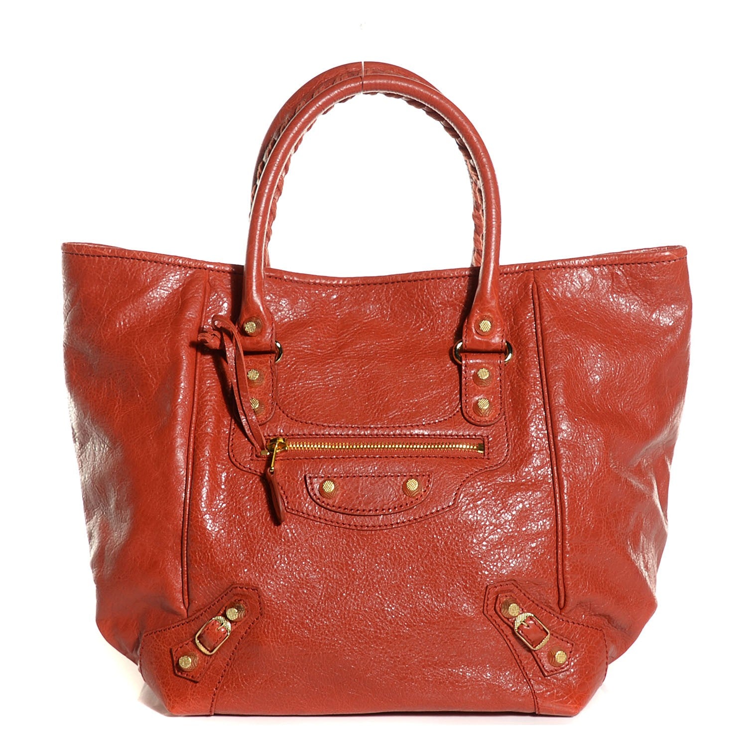 Balenciaga Agneau Giant 12 Gold Hardware S Sunday Tote Rouge Ambre 1 of 10