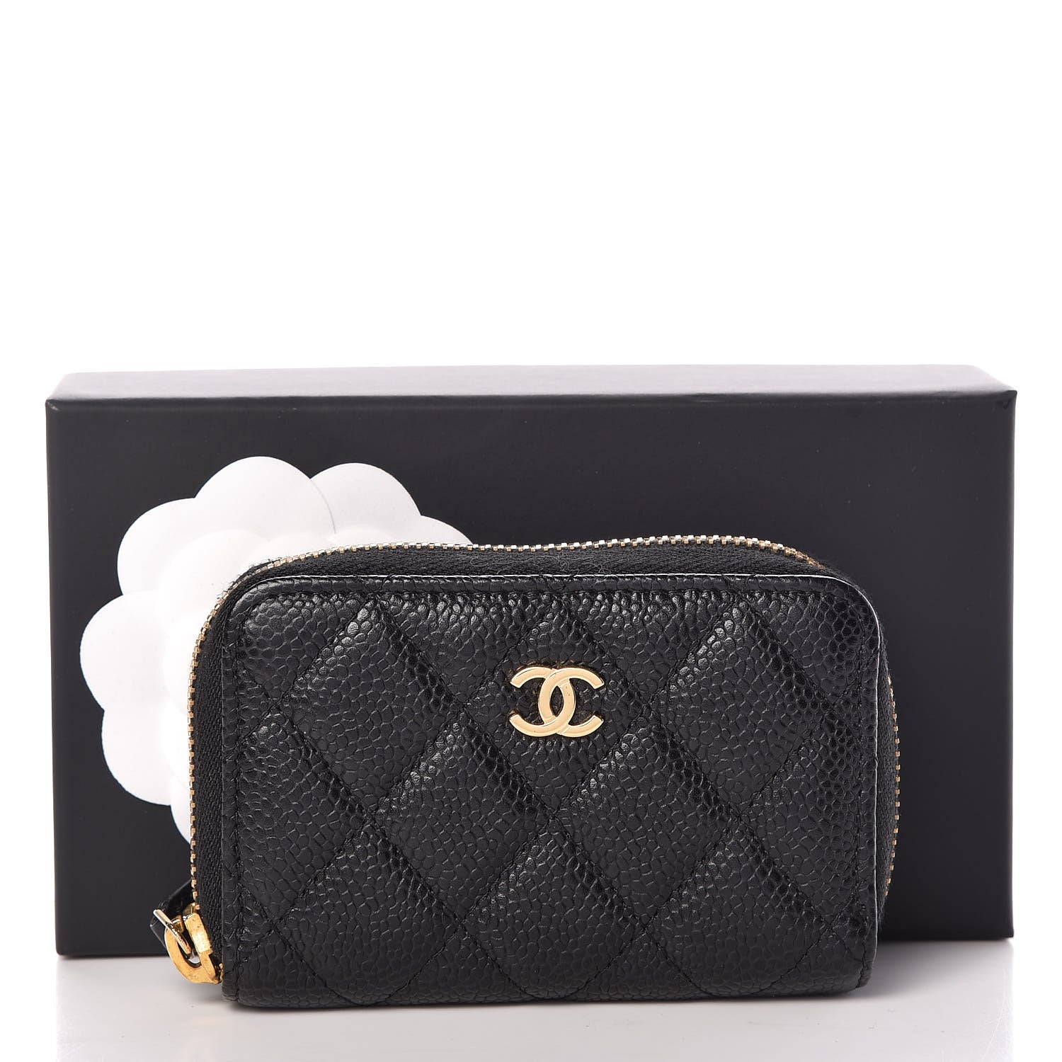 Chanel Caviar Quilted Zip Coin Purse Black 9 of 9