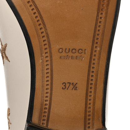 Gucci Goatskin Bee Star Embroidered Womens Jordaan Loafers 37.5 Mystic White 9 of 9