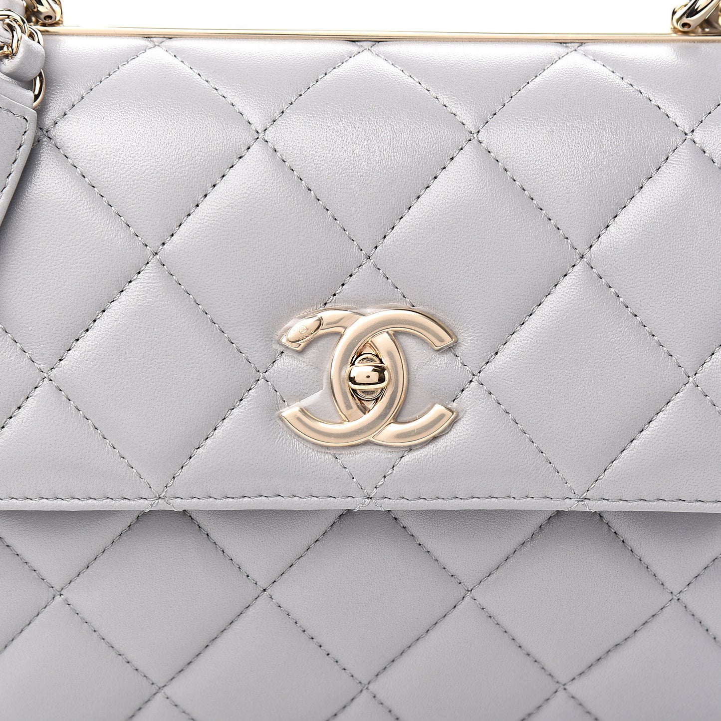 Lambskin Quilted Small Trendy CC Flap Dual Handle Bag Grey