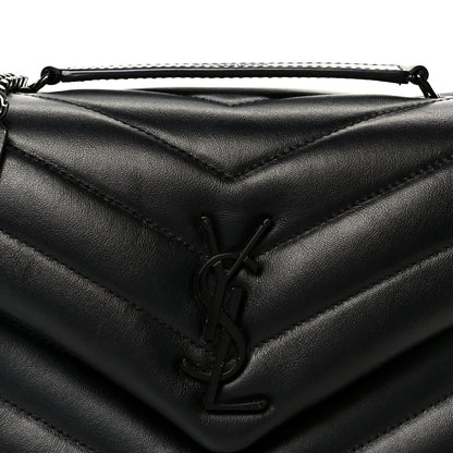 Saint Laurent Calfskin Y Quilted Monogram Monochrome Small Loulou Chain Satchel Black 9 of 11