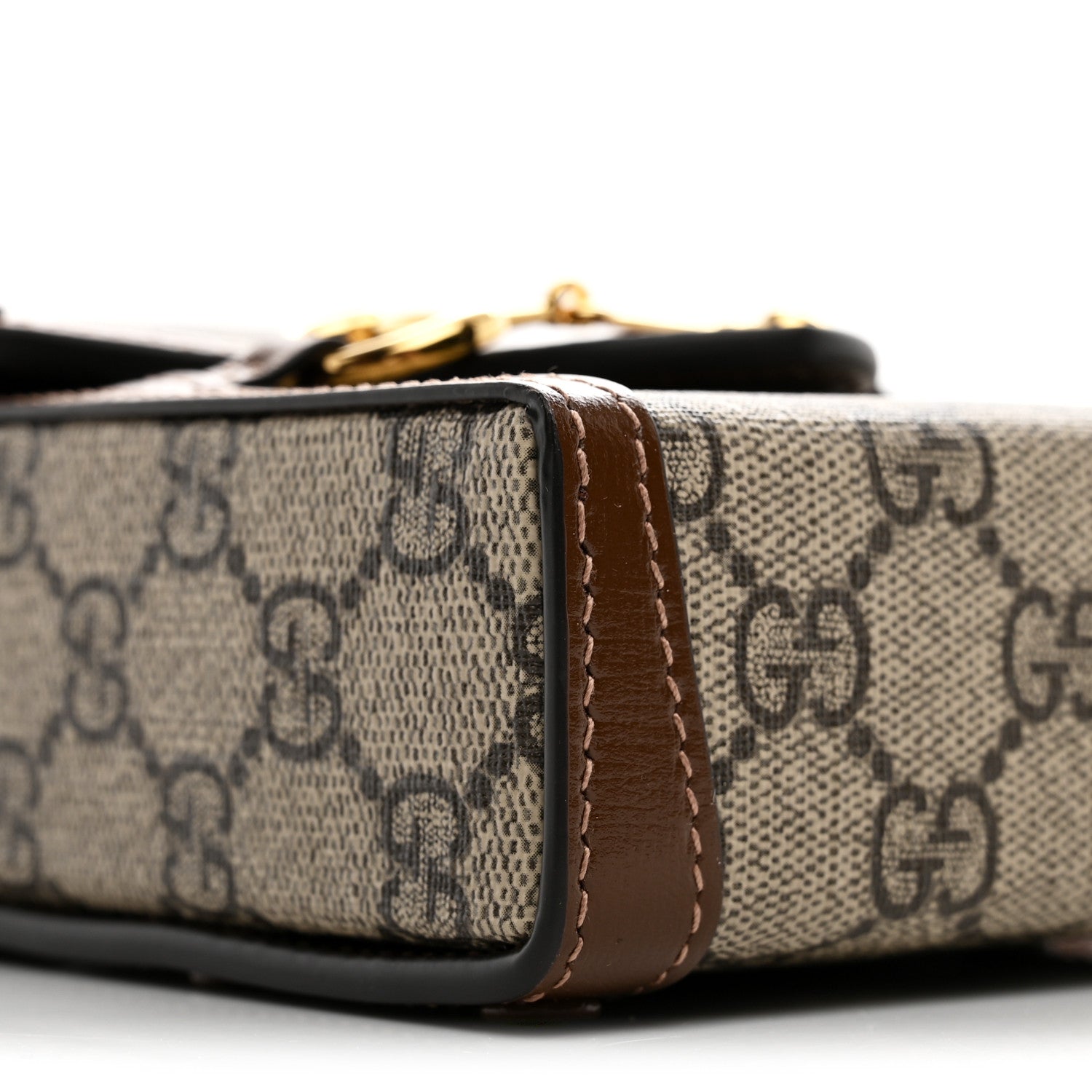 Gucci GG Supreme Monogram Mini Horsebit 1955 Crossbody Bag Beige Brown Sugar 8 of 10