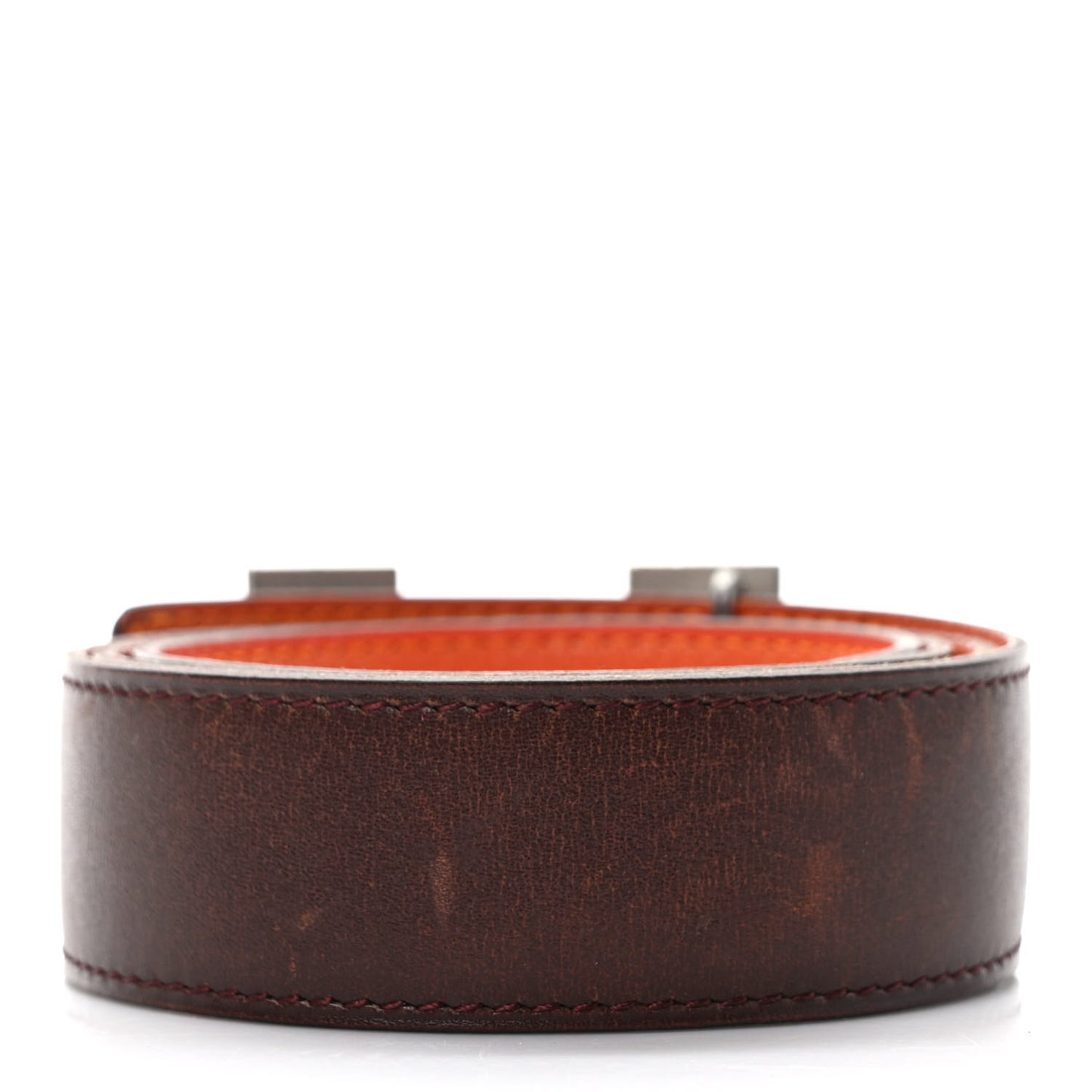 Togo Box 32mm H Belt 85 Orange Chocolate