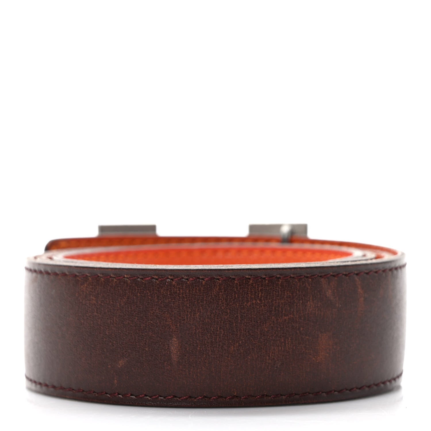 Hermes Togo Box 32mm H Belt 85 Orange Chocolate 2 of 4