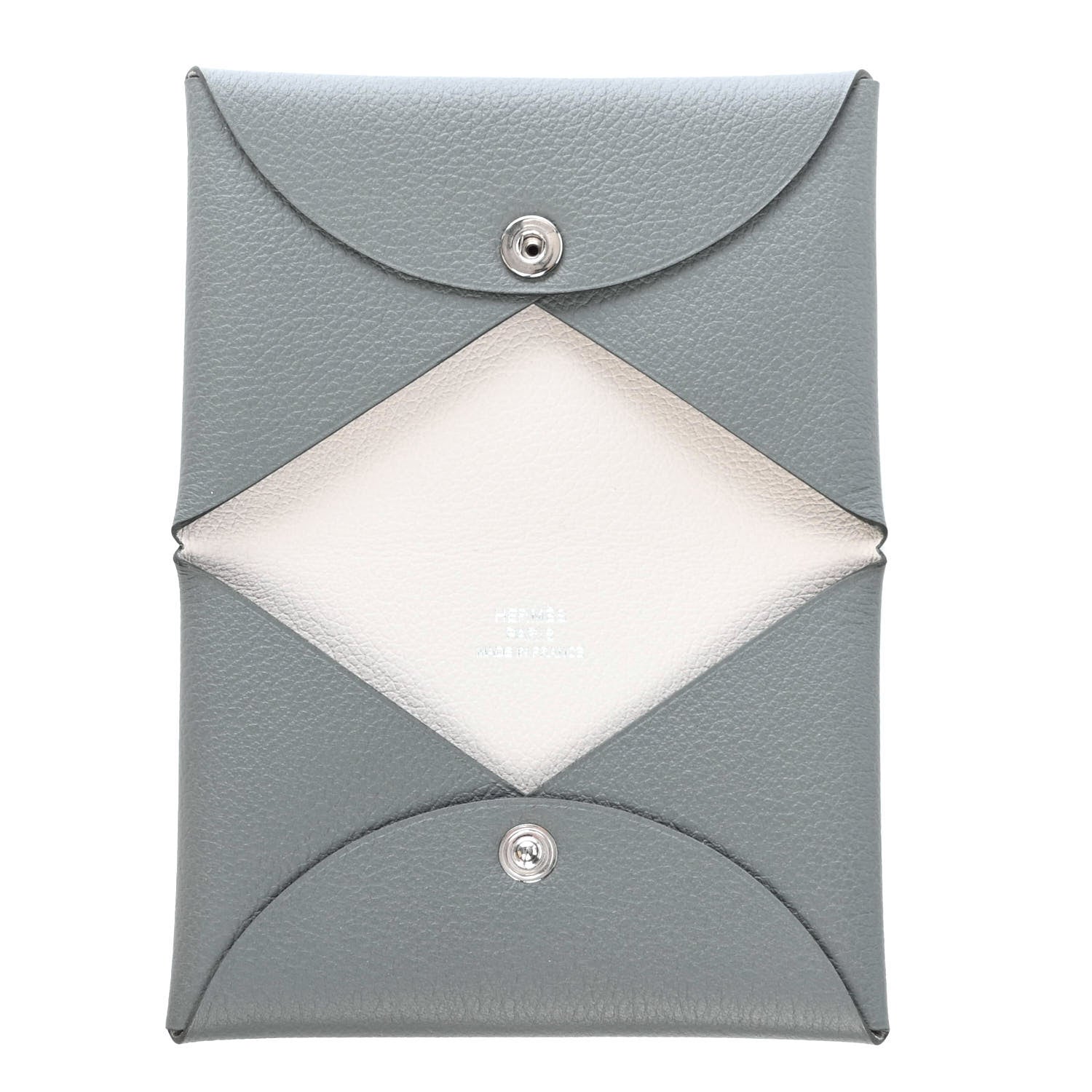 Hermes Evercolor Calvi Verso Card Case Vert Amande Gris Perle 4 of 4