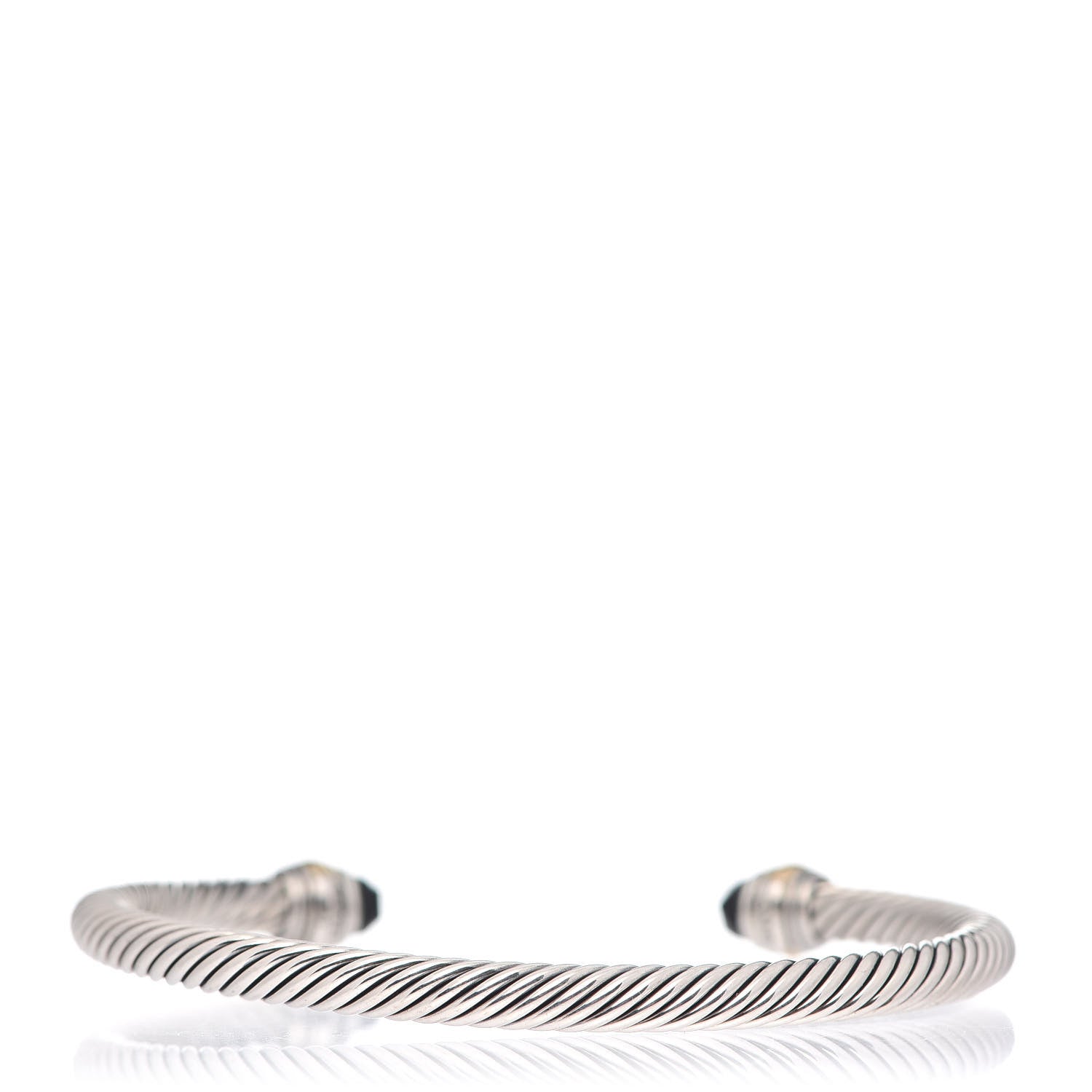 David Yurman Sterling Silver 14K Yellow Gold Black Onyx 5mm Cable Classics Bracelet 3 of 5