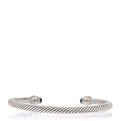 David Yurman Sterling Silver 14K Yellow Gold Black Onyx 5mm Cable Classics Bracelet 3 of 5