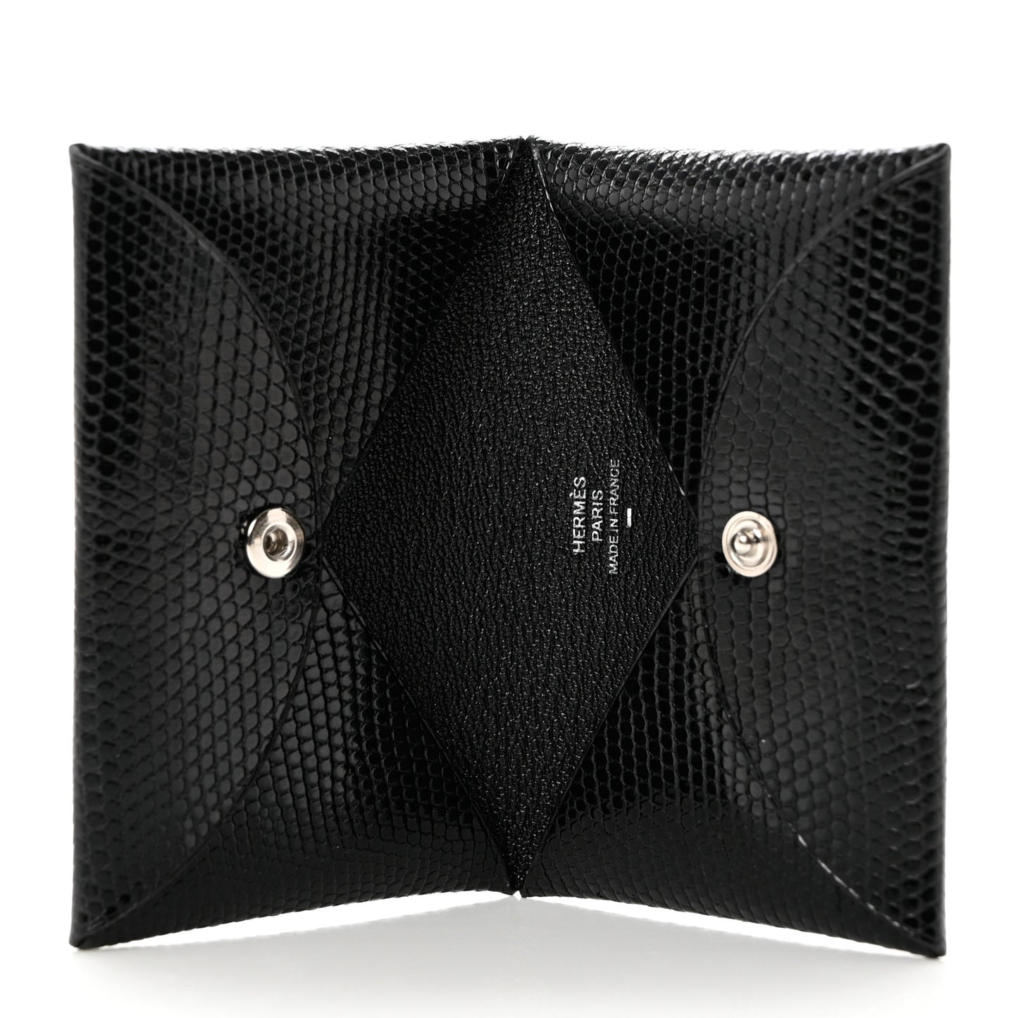 Lizard Calvi Card Case Black