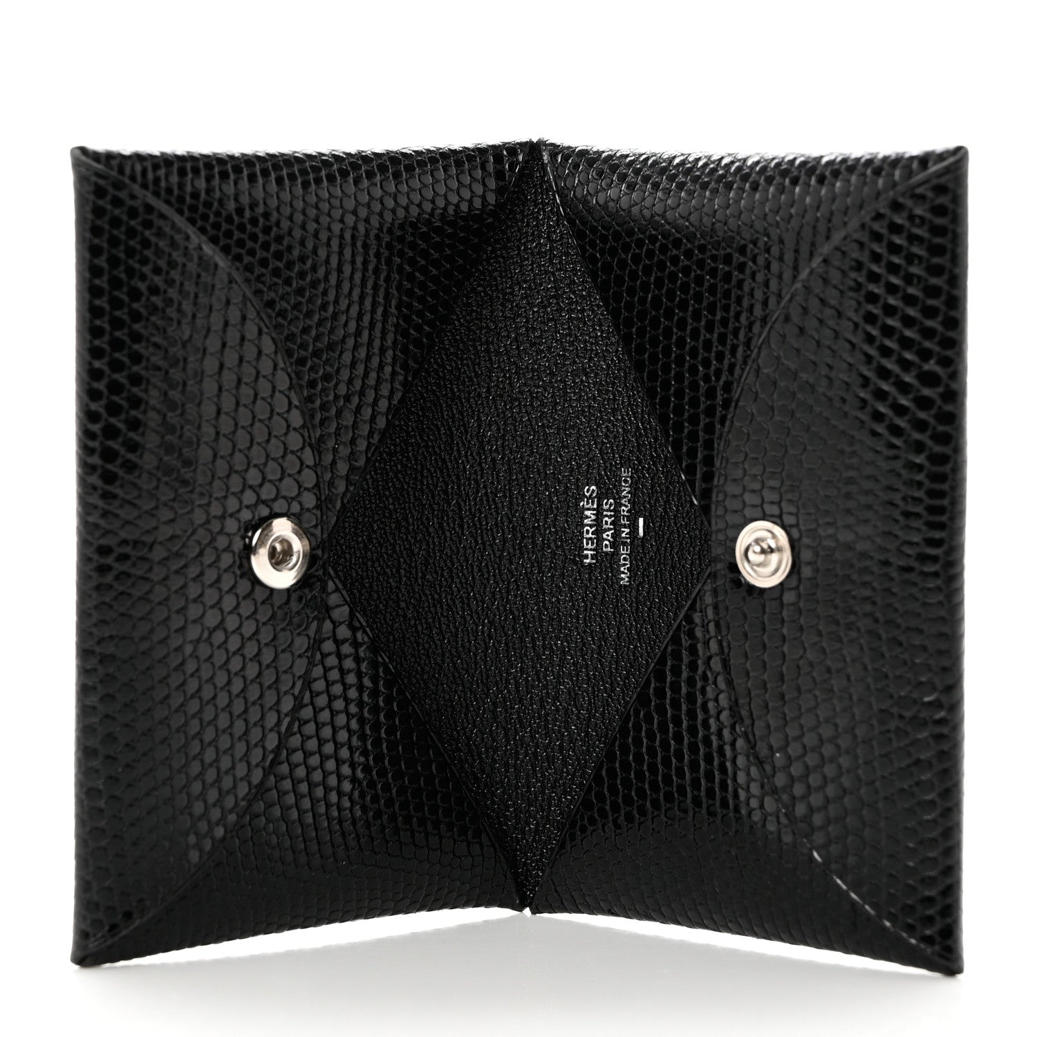 Hermes Lizard Calvi Card Case Black 5 of 7