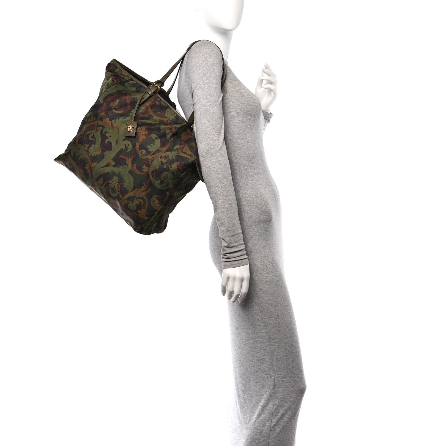 Versace Nylon Baroccoflage Print Tote Khaki 2 of 12