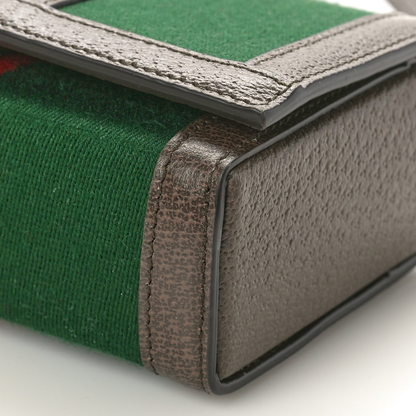 Web Textured Dollar Calfskin Mini Double G Shoulder Bag Green Red New Acero