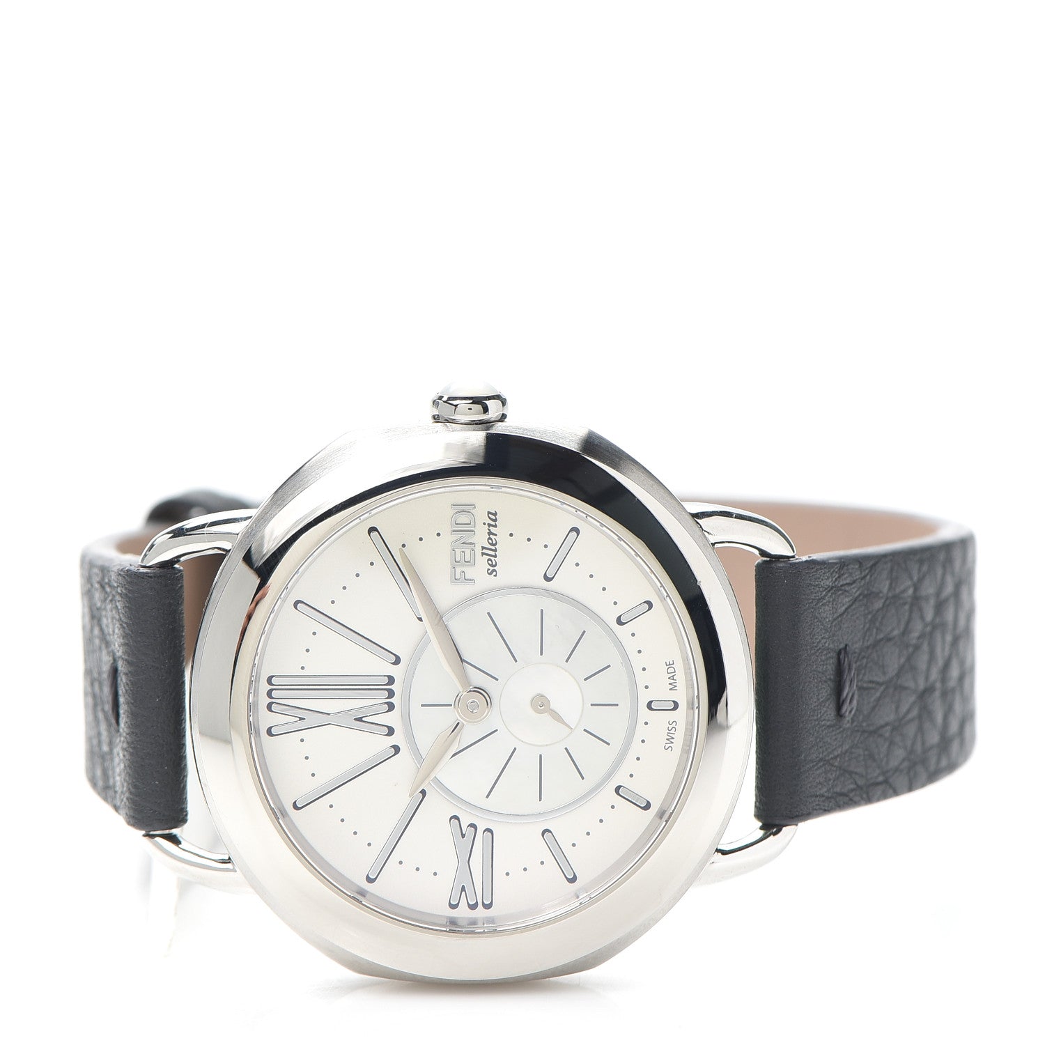 Fendi Stainless Steel Calfskin Mother of Pearl 36mm Selleria Quartz Watch 2 of 5
