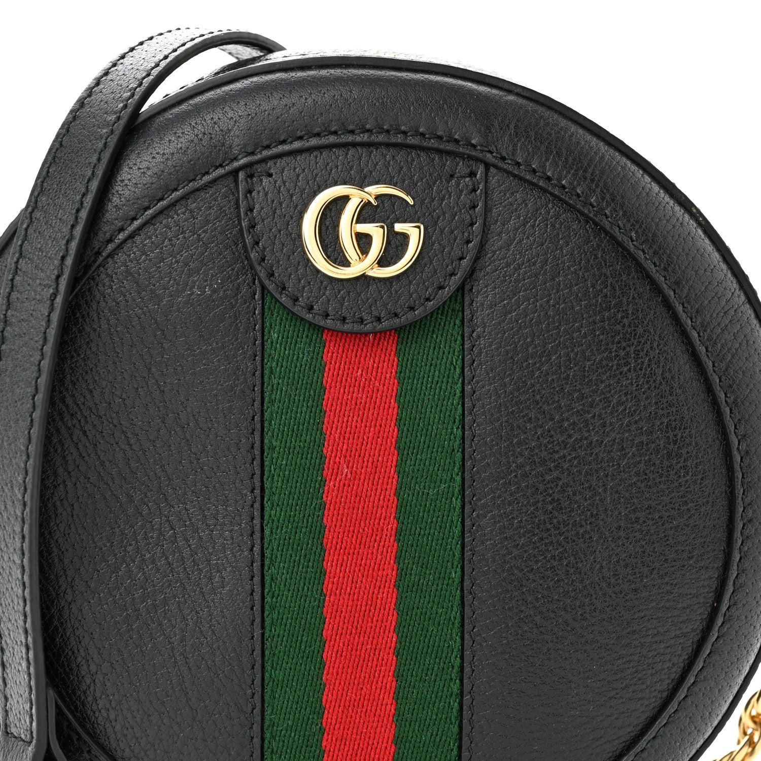 Gucci Grained Calfskin Web Mini Ophidia Round Shoulder Bag Black 8 of 10