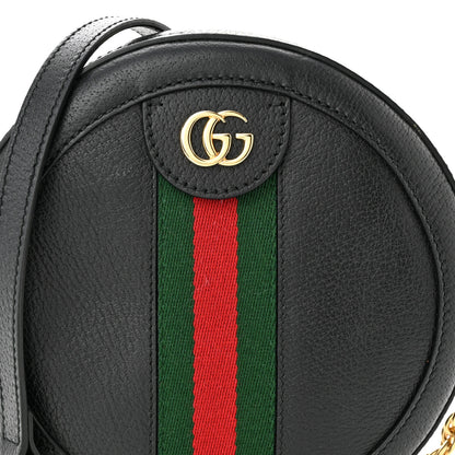 Gucci Grained Calfskin Web Mini Ophidia Round Shoulder Bag Black 8 of 10