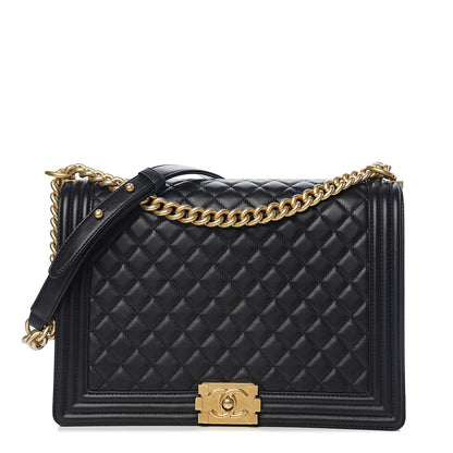 Chanel Lambskin Quilted Large Boy Flap Black 1 of 11