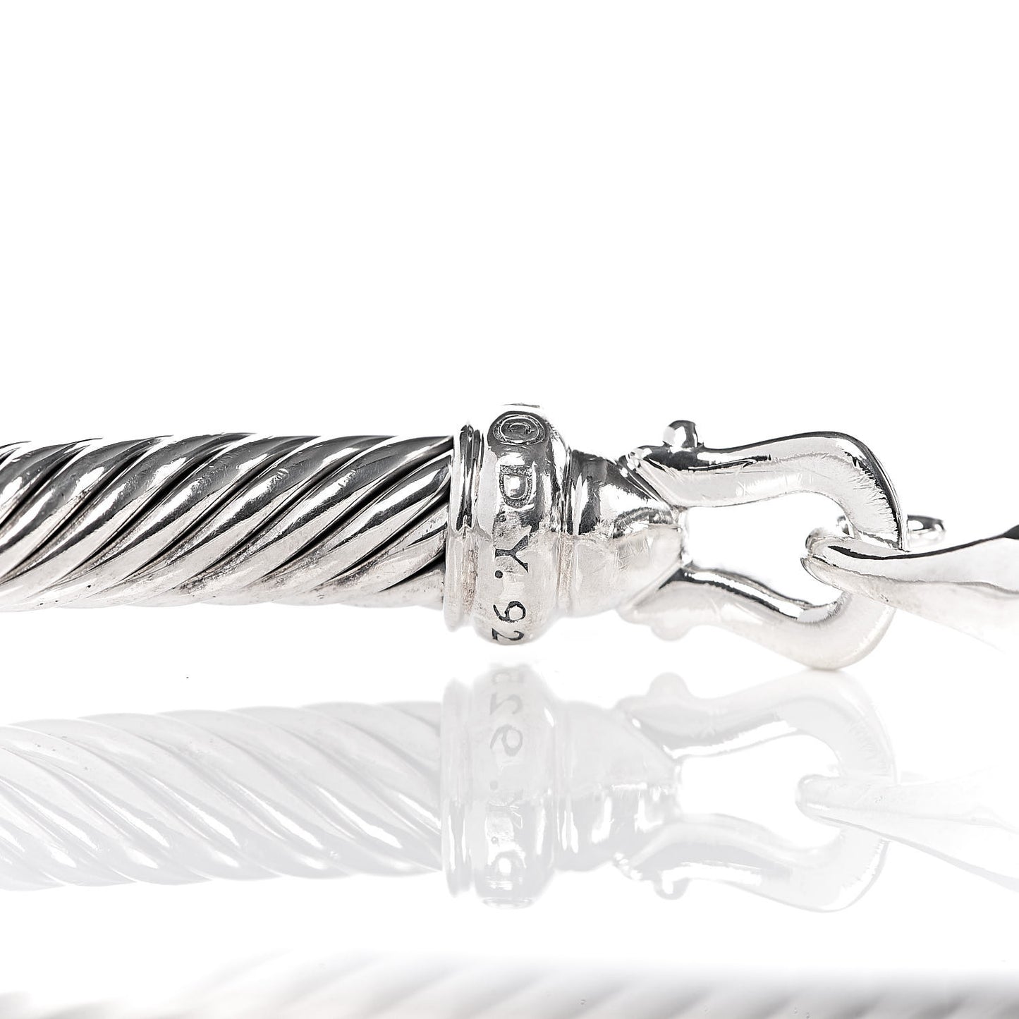 Sterling Silver Diamond 5mm Cable Buckle Bracelet