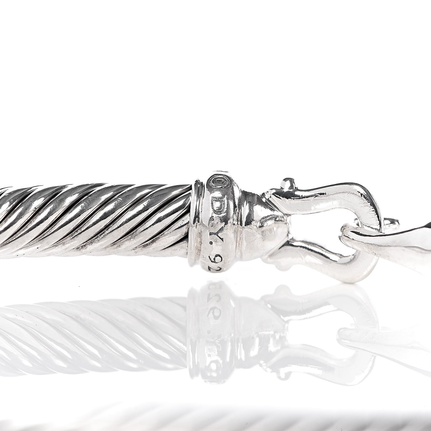 David Yurman Sterling Silver Diamond 5mm Cable Buckle Bracelet 4 of 4