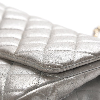 Chanel Iridescent Calfskin Clutch With Chain Flap Silver 10 of 14