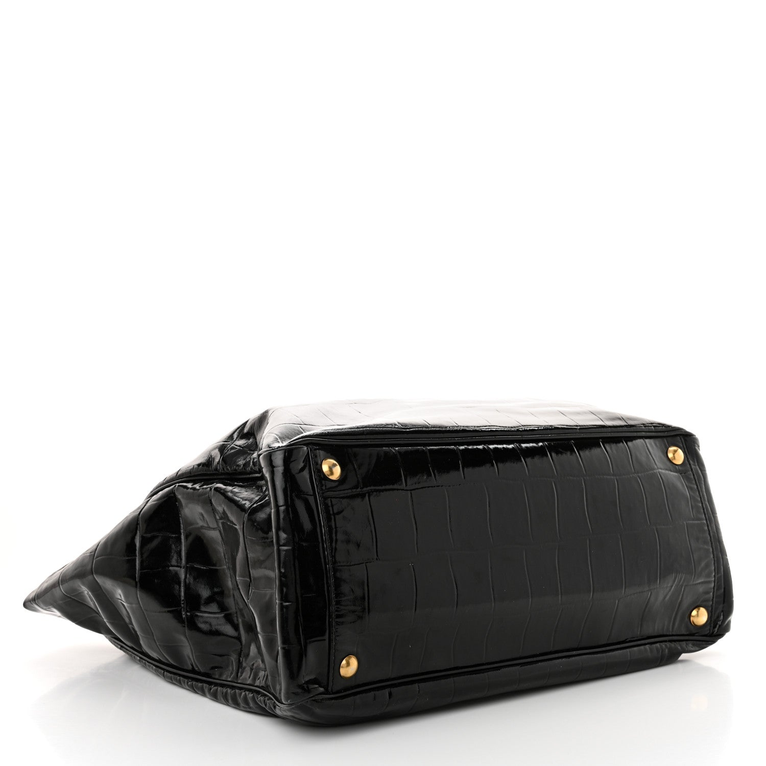 Saint Laurent Patent Crocodile Embossed Raspail Tote Black 4 of 9
