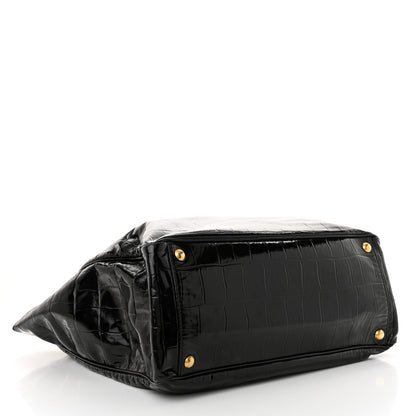 Saint Laurent Patent Crocodile Embossed Raspail Tote Black 4 of 9