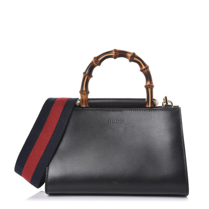 Gucci Nappa Bamboo Web Mini Nymphaea Top Handle Bag Black 1 of 7