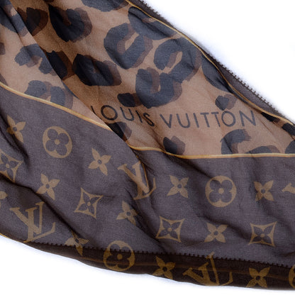 Louis Vuitton Silk Crepe Leopard Monogram Scarf 3 of 5