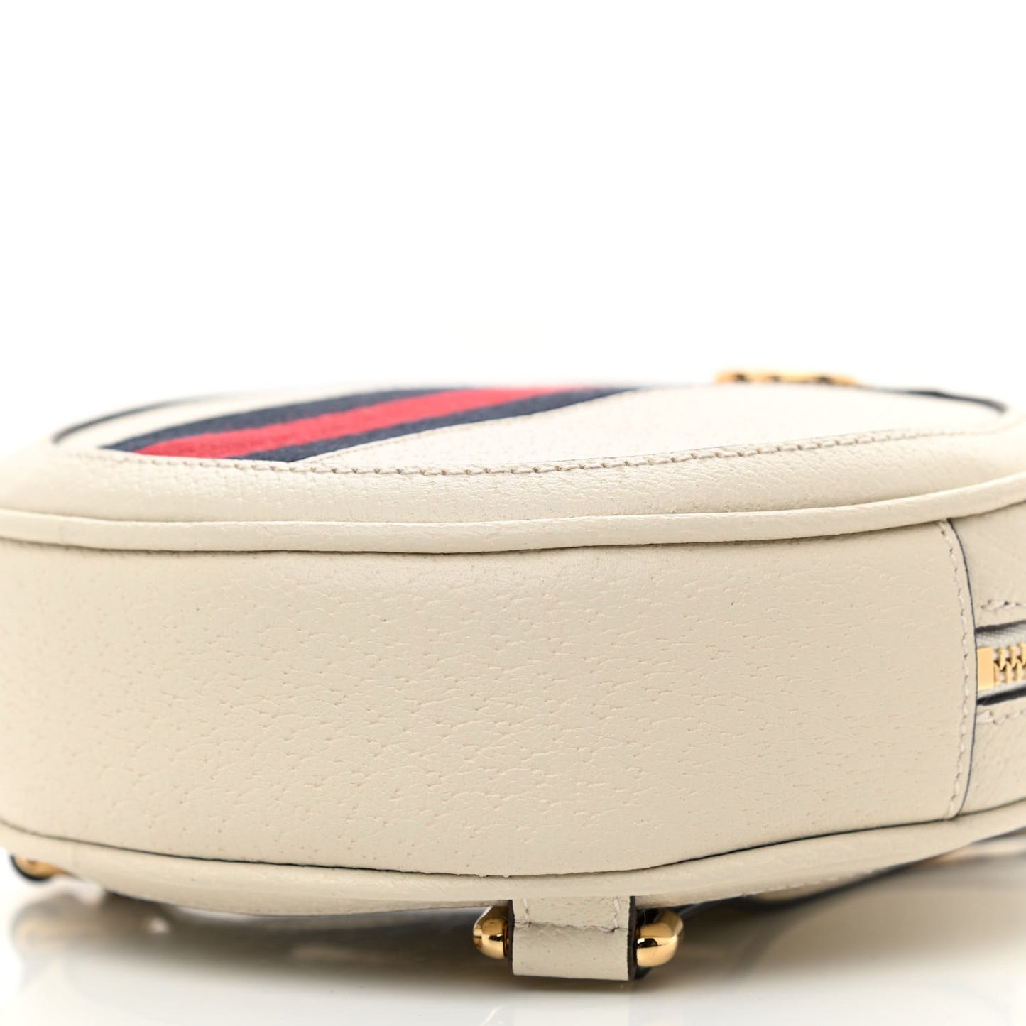 Textured Calfskin Web Mini Ophidia Round Backpack Mystic White