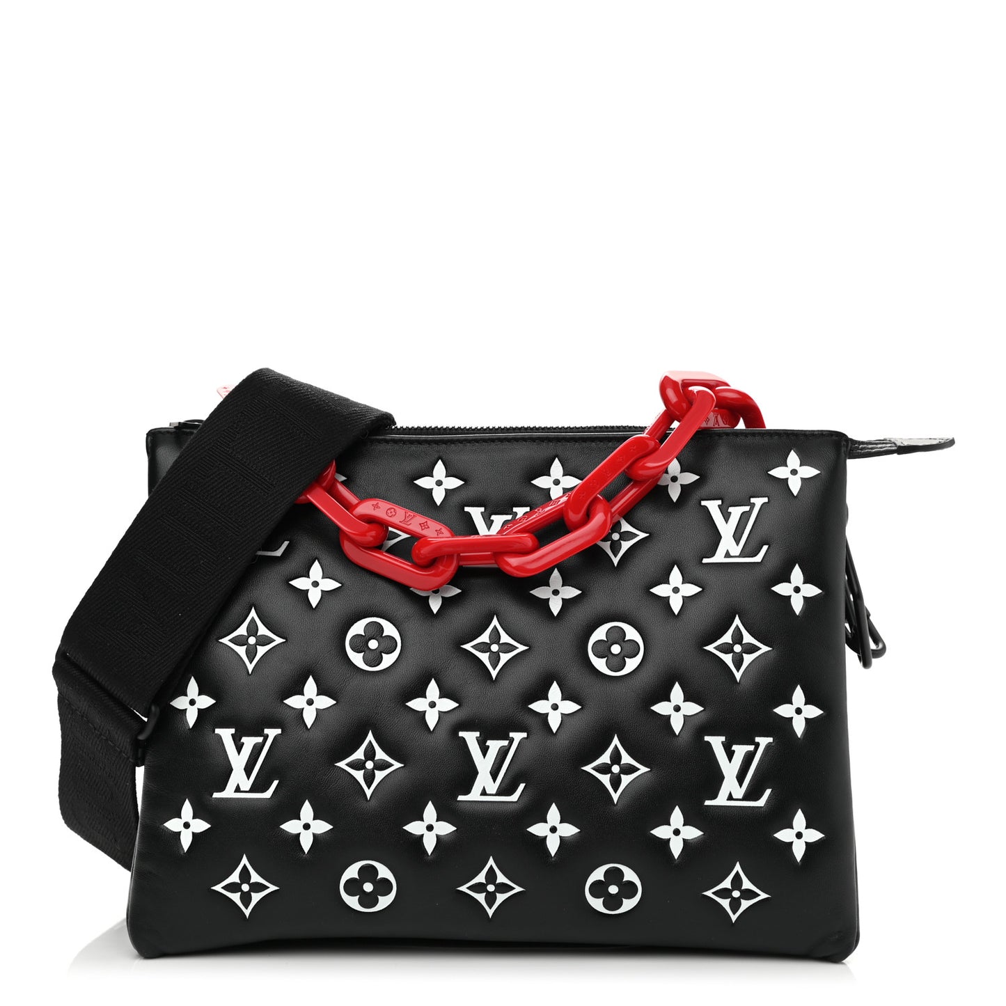 Lambskin Embossed Monogram Coussin PM Black White